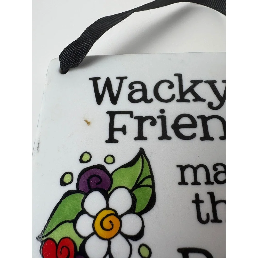 Suzy Toronto Wacky Friends Ceramic Wall Plaque Hanging Tile with Bells 4x4